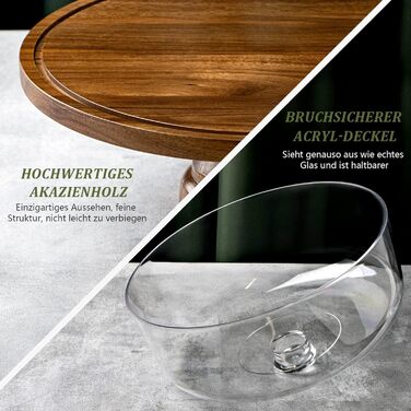 Тортенева таця ANBOXIT з ніжками, підставка для торта, таця для пирога з кришкою, тортоглінка з акрилу, дерев'яна підставка для торта з кришкою - ніжки акрил, кришка - ніжки