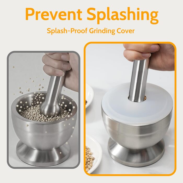 Ступка з товкачиком Sopito 250 мл, нержавіюча сталь, для спецій та ліків