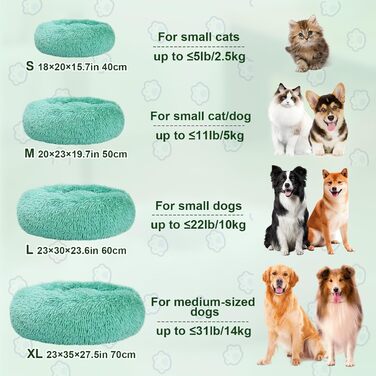 М'яке кругле ліжко для собак та котів, 50 см, рожеве/темно-зелене, 50x50x20 см, миється, не слизьке