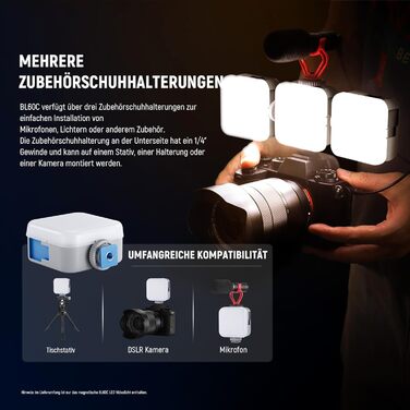 NEEWER BL60C LED-панель для відеозйомки: RGB, 8W, 2700K-7500K, портативна, з акумулятором 4000mAh, метал, CRI 97