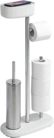 Набір для туалету WENKO Rivazza: тримач туалетного паперу з полицею, тримач для щітки, утримувач для запасних рулонів, нержавіюча сталь, білий