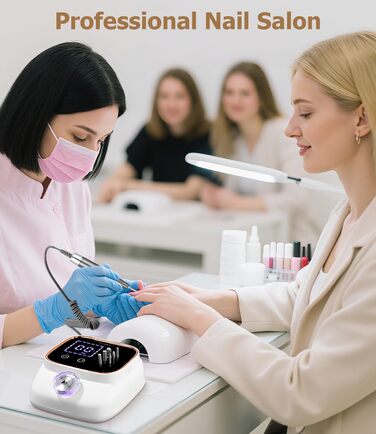 Електрична машинка для манікюру та педикюру 45000 RPM з LCD-дисплеєм та набором аксесуарів, професійний фрезер для гелевих нігтів, портативна електрична машинка для шліфування нігтів, золота