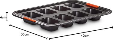 Форма для випічки Le Creuset 8-ми секційна, антипригарний карбон, 40x30x4.26 см, чорна