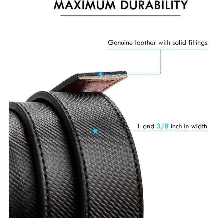 Чоловічий шкіряний ремінь Bostanten з автоматичною пряжкою-застібкою, 35 мм, регульований, довжина 115 см (B-008-чорний)