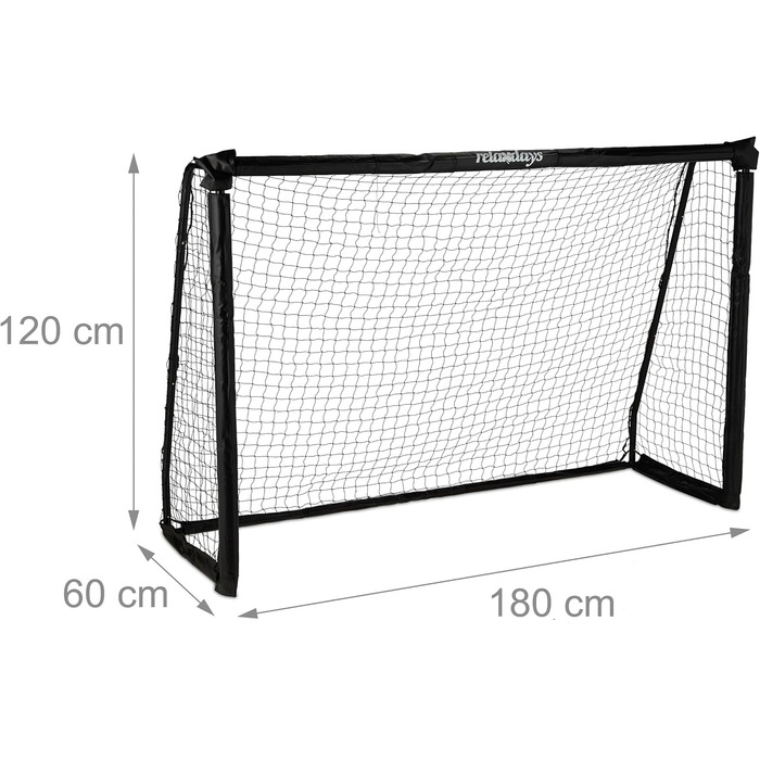 Relaxdays Soccer Goal for Kids & Adults - Garden Training Goal, Steel, 120x180x60 cm, Black