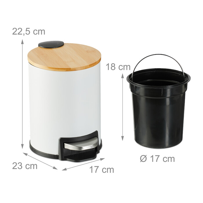 Relaxdays Waste Bin 3 l with Bamboo Lid