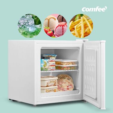 Mini холодильник Comfee RCD50WH2(E) 43L з відділенням для льоду, білий. Холодильник для кімнати та офісу, швидке охолодження, регулювання температури, енергоефективний (F)