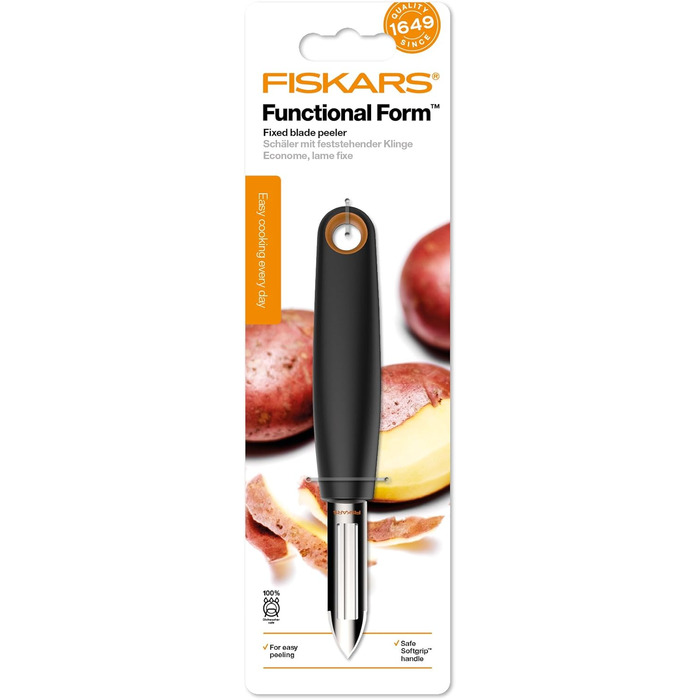 Овочечистка Fiskars Functional Form 18 см, сталь/пластик, чорно-помаранчевий (набір 2 шт) 1014419