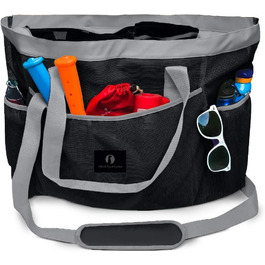 Red Suricata Large Mesh Beach Bag - Beach Bags and Shopping Bags (Black/Gray)