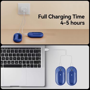 Електричні грілки для рук 6000mAh, 2 шт. Перезаряджувані кишенькові грілки, акумуляторні, USB-C, 3 режими нагріву, подарунок для жінок, чоловіків, дітей, катання на лижах, піших прогулянок (Блакитний)