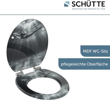 Сідіння для унітаза SCHÜTTE з мікроліфтом (м'яке закриття), дерево MDF, підйомна кришка, витримує до 175 кг (з малюнком)