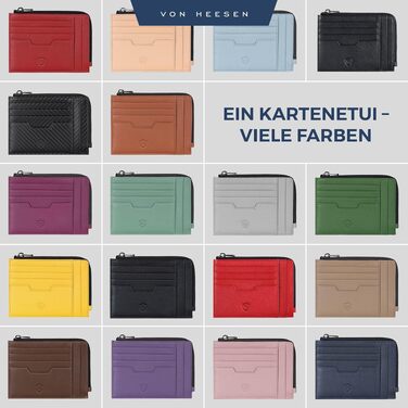 Шкіряний RFID картхолдер VON HEESEN з наппа-шкіри, портмоне для кредитних карток на 9 відділень, унісекс (Коньячний коричневий)