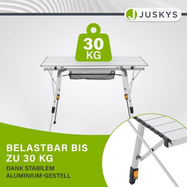 Стол для кемпінгу Juskys Picco - алюмінієвий, 90 x 52 см, легкий, складний, регульований по висоті - для кемпінгу, саду, відпочинку на природі