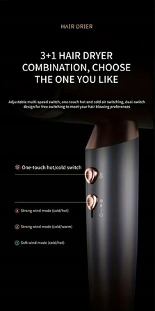 Фен для волосся 2000 Вт з іонізацією та режимом холодного обдуву