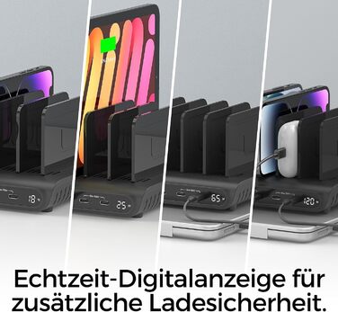 Зарядний пристрій Alxum 60W USB, 10 портів, 5V/2.4A, для телефону, планшета, Kindle - чорний