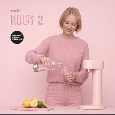 Mysoda Ruby 2 рожевий - содовий апарат для газування води з алюмінієвою пляшкою 1л (без балону CO2)