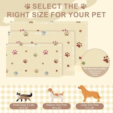 Підставка під миску для собак BLESWIN 30x50 см, вбираюча, неслизька, для цуценят, бежева