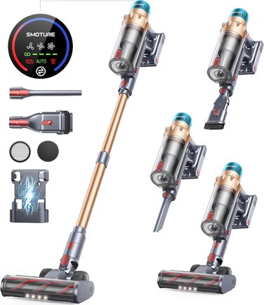 Cordless Vacuum Cleaner 45000Pa/550W/60Mins, Stand-Alone and Self-Charging Vacuum Cleaner, 4-in-1 Cordless Vacuum with Auto Mode & Anti-Tangle for Pet Hair, Carpet, and Hard Floors