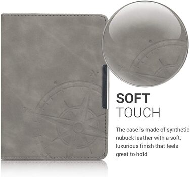 Чохол kwmobile для Tolino Vision 1/2/3/4 HD - з штучної шкіри, Kompass Vintage Grey