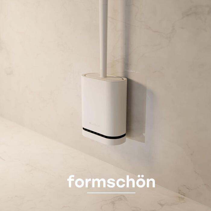 Силіконова щітка для унітазу SAVEGA з кришкою, чорна – плоска та гнучка – настінна без свердління – антибактеріальна комплексна щітка для унітазу (біла)