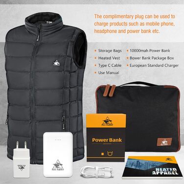 Електрична гріюча жилетка для чоловіків з 6 зонами обігріву, USB, для осені, зими, чорна XXL