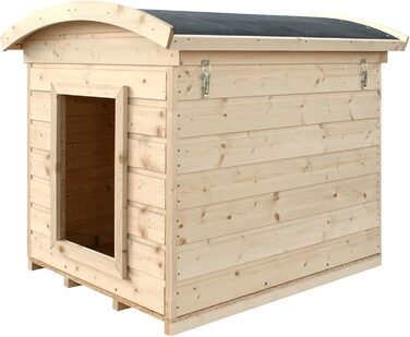 Будка для собак Outdoor маленьких порід – дерев'яна будка для собак, водостійкий дах 76 x 99 x H80 см, розмір S, Timbela M401-1 розмір M, 76x99xH80cm, натуральне дерево