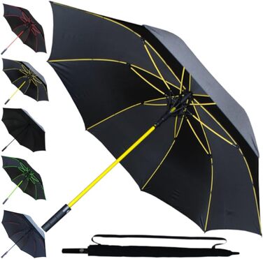 COLLAR AND CUFFS London XL Golf Umbrella - Windproof, Fiberglass Ribs, Automatic Open/Close - Red & Yellow