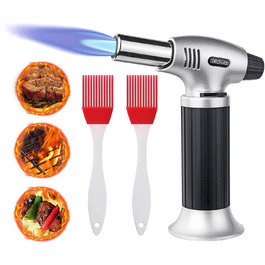 Газовий пальник Flintronic для приготування Creme Brulee, BBQ, кемпінгу, кодування. 3-х дюзовий, з безпечним замком, 2 щітки (Butan не входить)