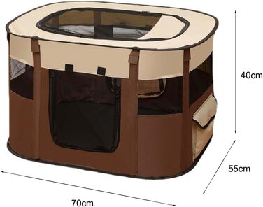 Клітка-манеж для тварин Welpenlaufstall, 70x55x40 см. Підходить для собак, кроликів, котів та морських свинок. Водонепроникний, коричневий.