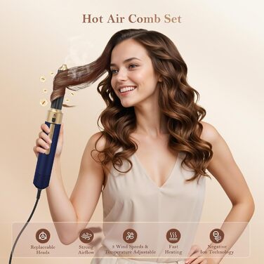 Набір для укладки волосся 6-в-1: фен, стайлер, щітка для волосся, 1350W, 3 температурні режими, для всіх типів волосся