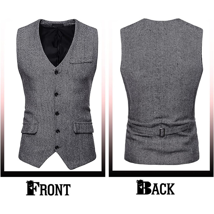 Жилет чоловічий RONGKI Showu з паєтками, Slim Fit, для вечірки, весілля, ділового стилю, елегантний, в стилі блейзера (XXL, візерунок 'єлочка', чорний/білий)