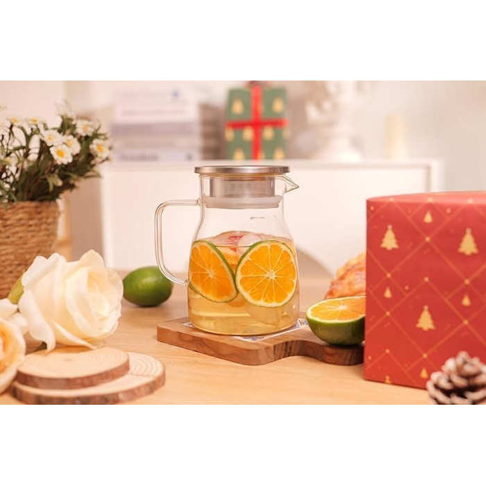 Скляний чайник для заварювання чаю CNGLASS 800 мл з фільтром із нержавіючої сталі, термостійкий заварник для листового чаю