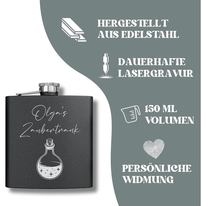 Набір фляг з гравіюванням - персоналізований з іменем - ідеальний подарунок на весілля та для чоловіків - нержавіюча сталь (Дизайн 11)