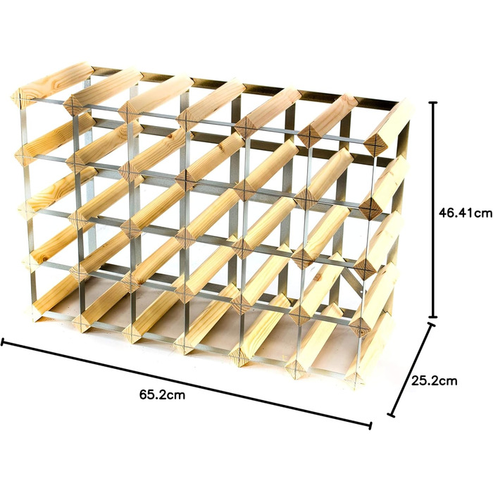 Cranville wine racks Classic 30 (6x4) Bottle Pine Wood and Galvanized Metal Wine Rack, Fully Assembled
