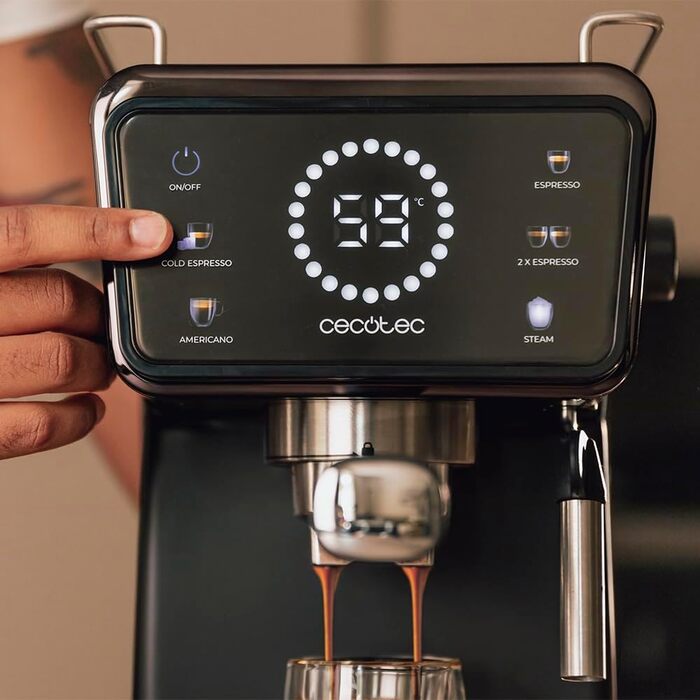 Кавоварка Cecotec Power Espresso Touch ColdBrew – еспресо, капучино, холодна кава, 20 бар, поворотний паровий кран