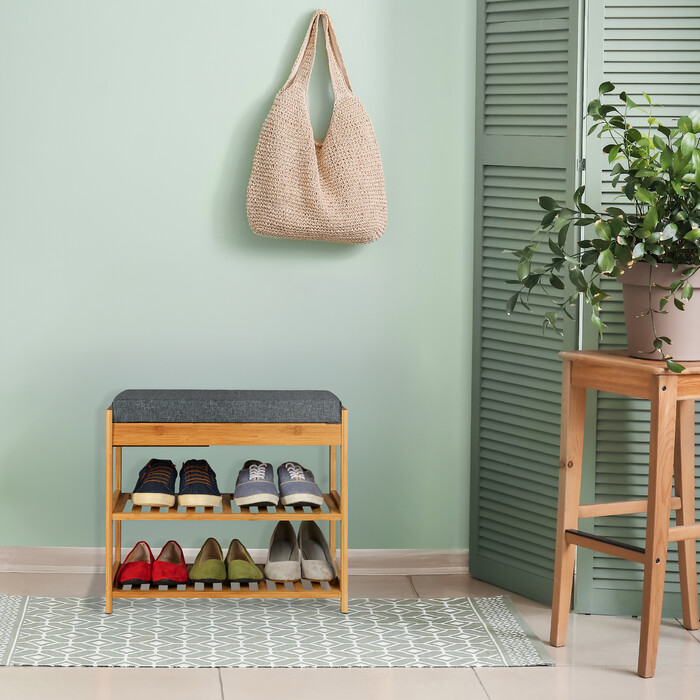 Relaxdays Shoe Rack with Cushion and Drawer
