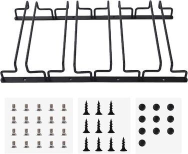 Тримач для келихів вина під шафу, металевий, 4-х рядний, на 8-12 келихів, антикорозійний, для бару, кухні, кафе (знімний), чорний