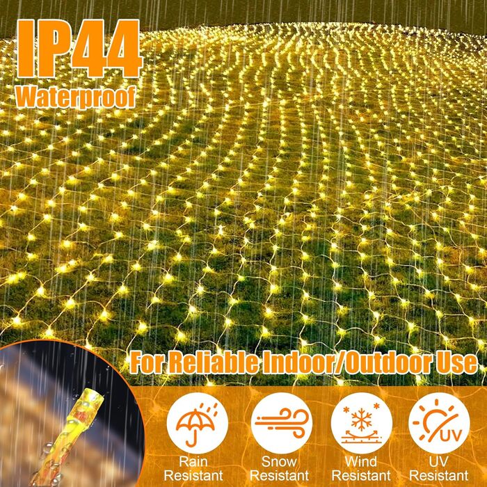 Льорочка з LED-підсвічуванням Withosent для ялинки, 400 LED, IP44, функція пам'яті, вологостійка, 8 режимів, тепле біле світло (3.5м)