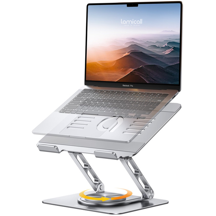 Підставка для ноутбука Lamicall - регульована, 360° обертання, складна, алюмінієва, для офісу/дому, сумісна з Macbook Pro Air, 10-17.3'