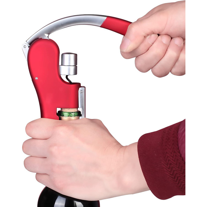 Drincarier Professional Bottle Opener, Zinc Alloy, with Lever, Corkscrew, with Foil Cutter, Waiter Knife/Bunny, Red