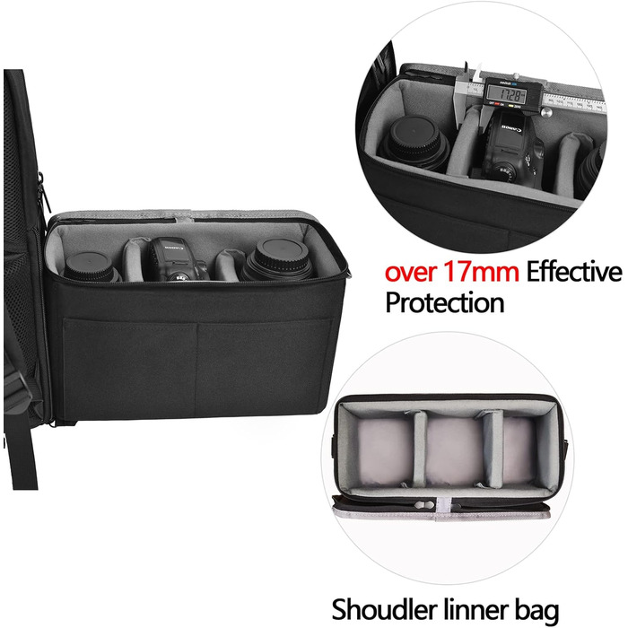 Чохол для камери CADeN, ватерпроф, з двома відділеннями, сумісний з Canon, Nikon, Sony - чорний (L)