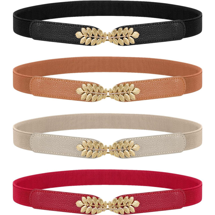 Жіночий еластичний пояс WERFORU Vintage Широкий пояс для суконь та одягу. Кольори: чорний, білий, коричневий, бежевий. Розмір: 67-79 см