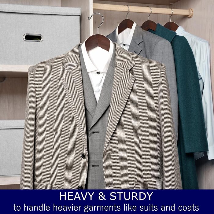 Amber Home 10-Piece 44.5cm Retro Wooden Clothes Hangers with Wide Shoulders (5.8cm), Robust and Glossy Antique Brown Hanger with Round Bar for Suit, Jacket, Coat, Shirt, Pants