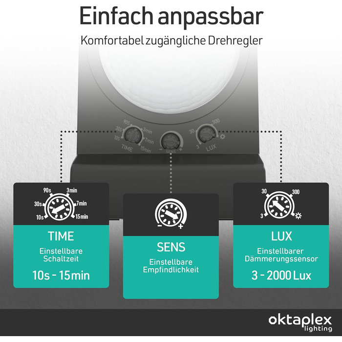 LED прожектор настінний з датчиком руху Oktaplex Cali Motion 30W, IP65, антрацит, 3000K, з функцією Master