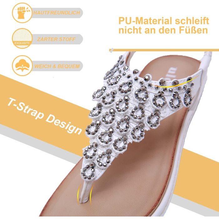 Босоніжки жіночі літні шльопанці Bohemian Strass, розмір 36-42 (40 EU), білі