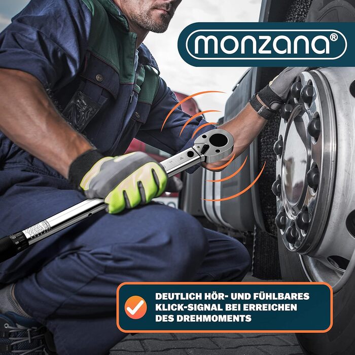 Набір динамометричних ключів Monzana 6 шт. 40-210 Нм 1/2'' CrV з тріскачкою, насадки 17/19/21 мм, подовжувач, кейс, для авто і мотоцикла, сертифікат TÜV Süd GS
