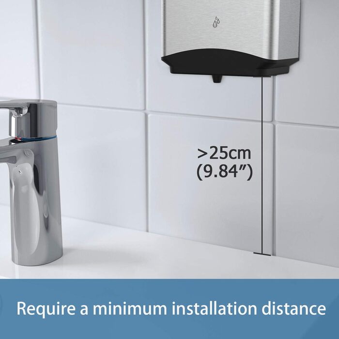 AIKE Automatic Stainless Steel Soap Dispenser - 1100ml Commercial Wall Mounted Soap Dispenser with Window, AK1206 Brushed Stainless Steel