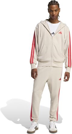 Чоловіча толстовка-худі Adidas Essential Three Stripes на блискавці з французьким махровим трикотажем (M, Wonder Alumina/Pure Ruby)