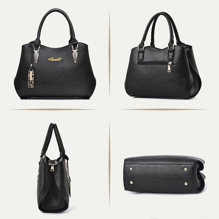 Сумка жіноча BestoU шкіряна чорна велика, сумка на плече та через плече