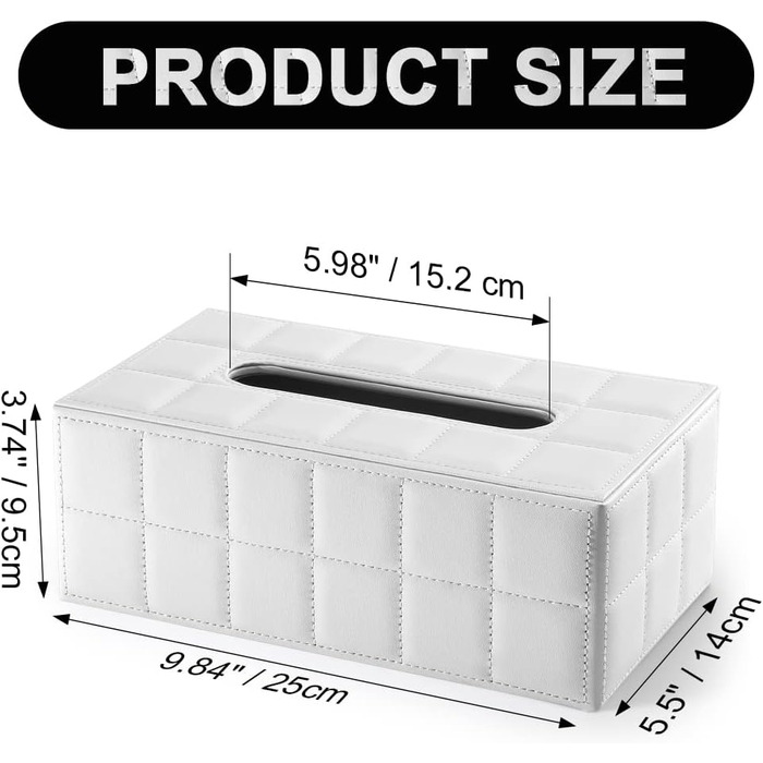 KINGFOM Коробка для серветок прямокутна для дому/офісу/автомобіля (Біла)